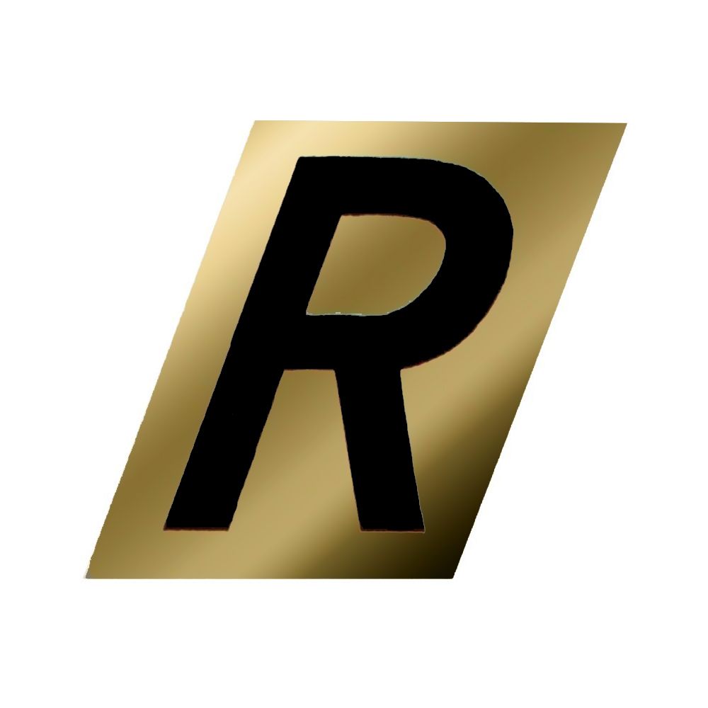 Letter R Black/Gold 1-1/2in