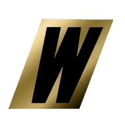 Letter W Black/Gold 1-1/2in