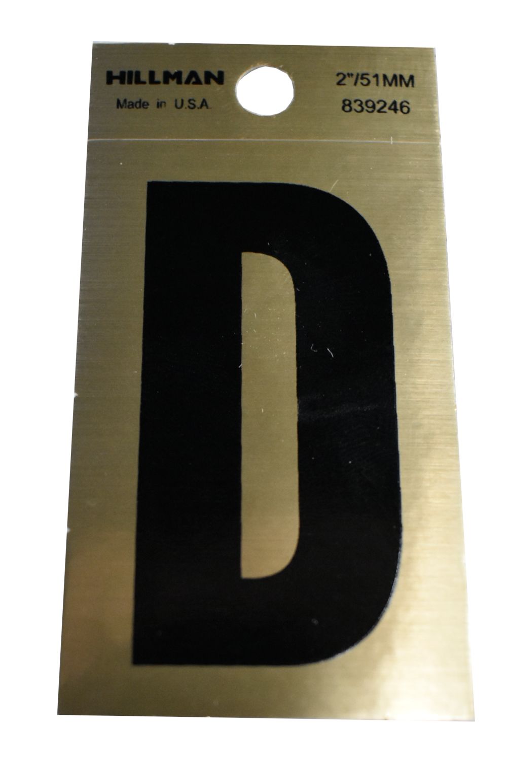 Letter D Black/Gold 2"