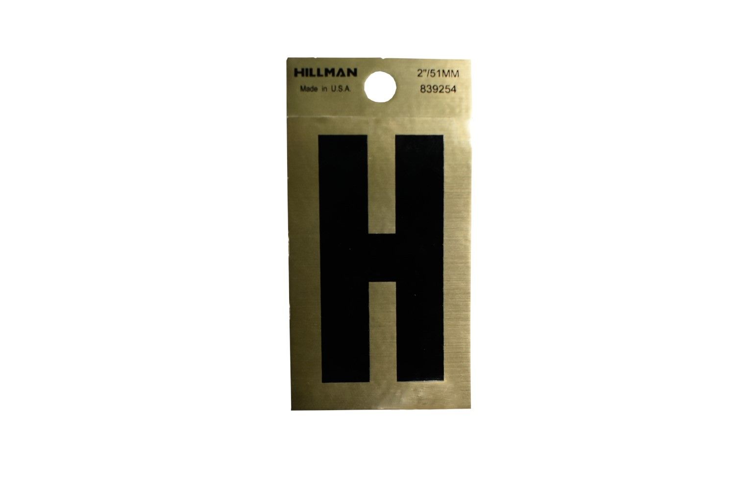 Letter H Black/Gold  2"