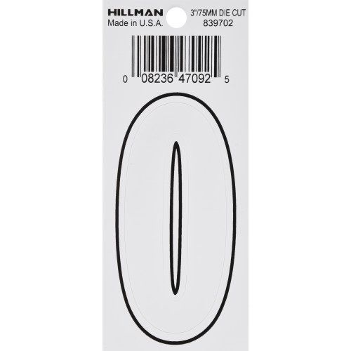 Self Adhesive Number White #0 3in