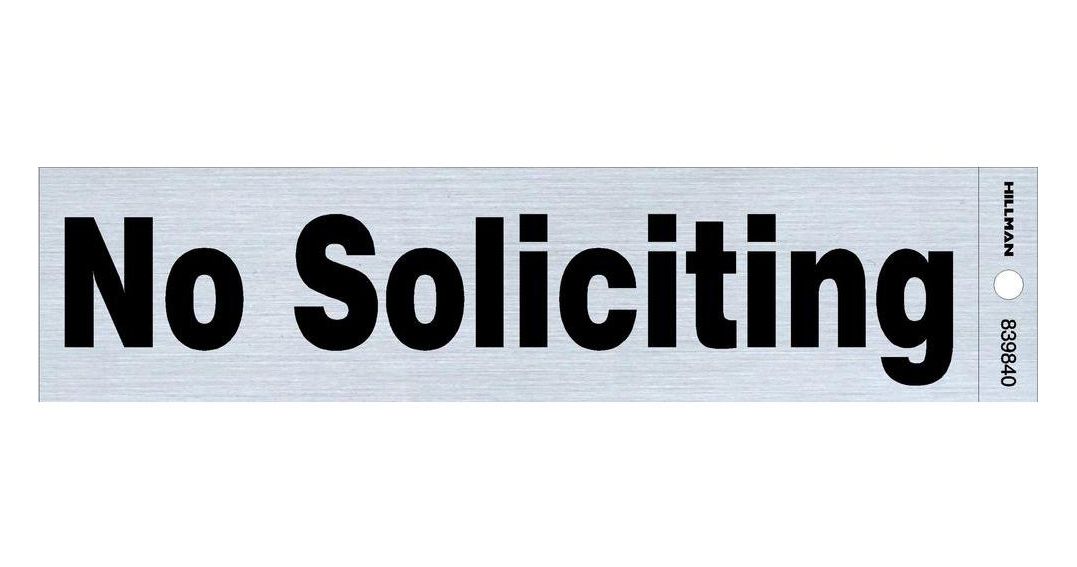 Sign No Soliciting 2in x 8in
