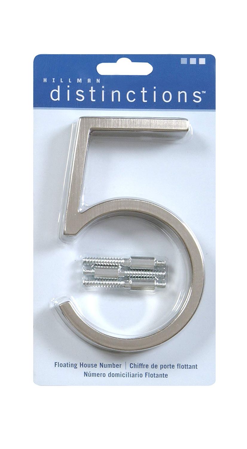 Number 5 House Brushed Nickel 5in