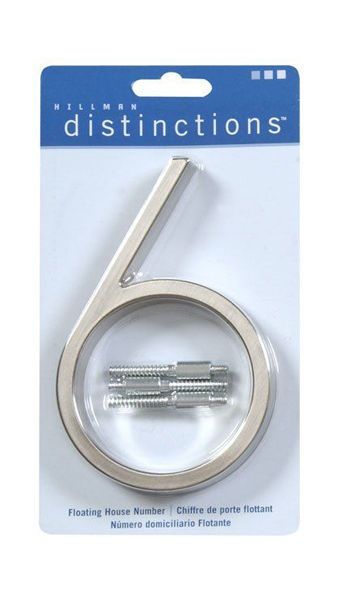 Number 6 House Brushed Nickel 5in