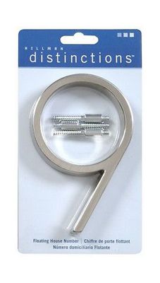 Number 9 House Brushed Nickel 5in