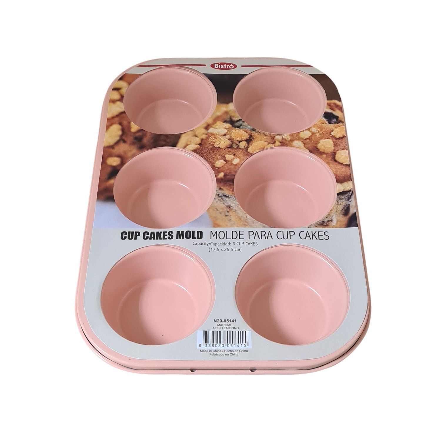 Bistró Cup Cakes Mold Pan 6 cup Carbon Steel 6.9 in. x 10 in.