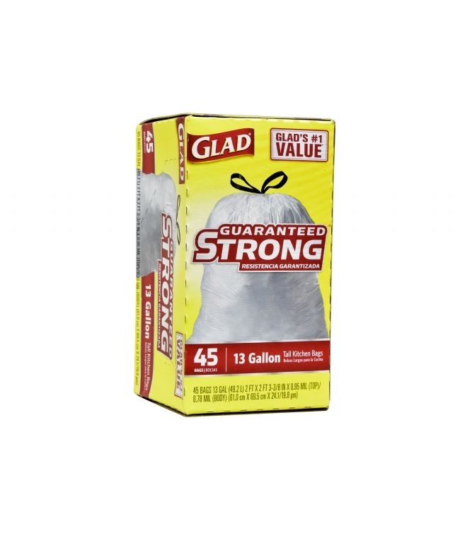 Glad Tall Kitchen Bags 13gal Drawstring 45pk (6185706)