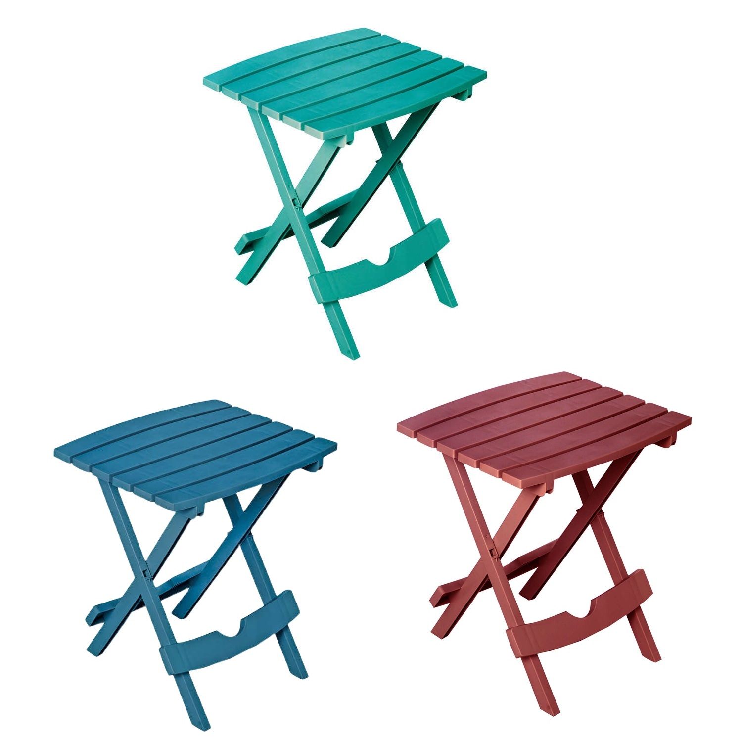 Adams Quik-Fold Rectangular Resin Folding Side Table Assorted Colours