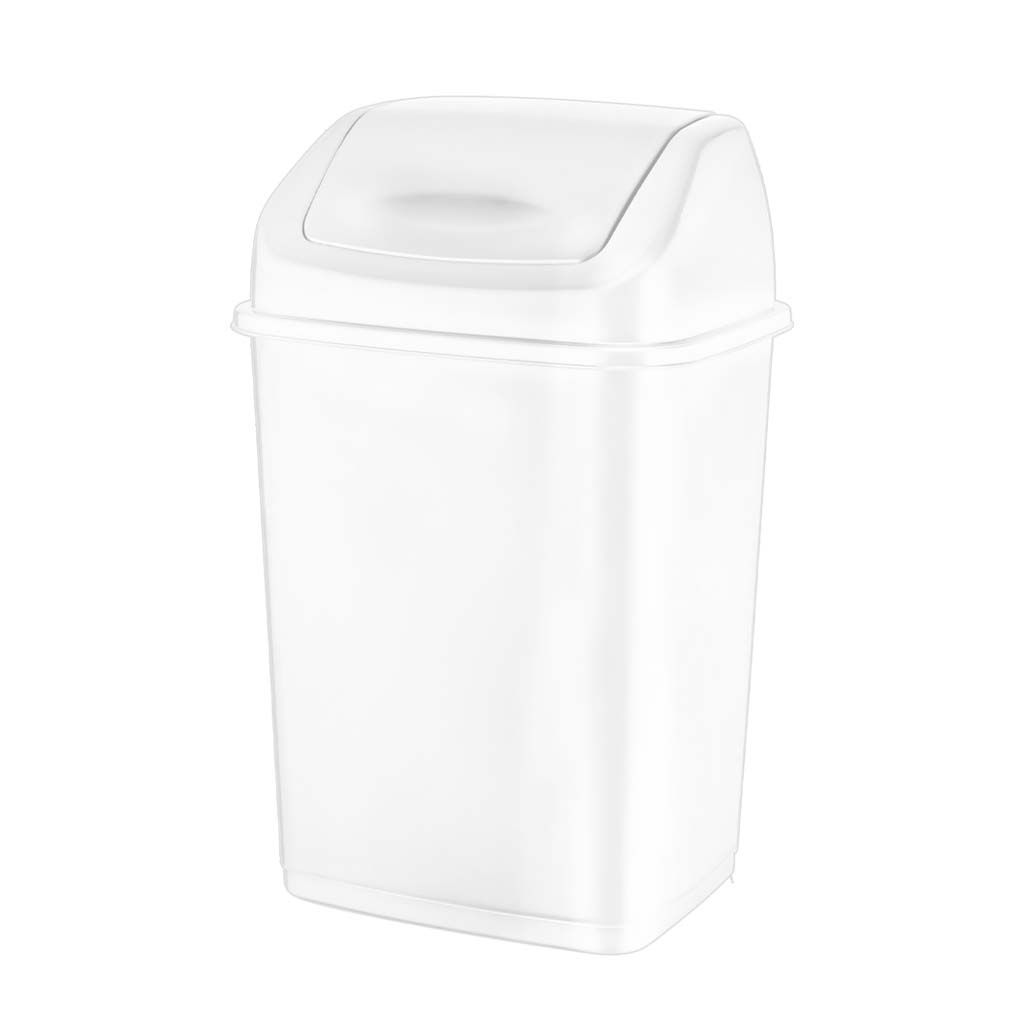 Waste Basket With Swing Top White 11.25l (6-00086)