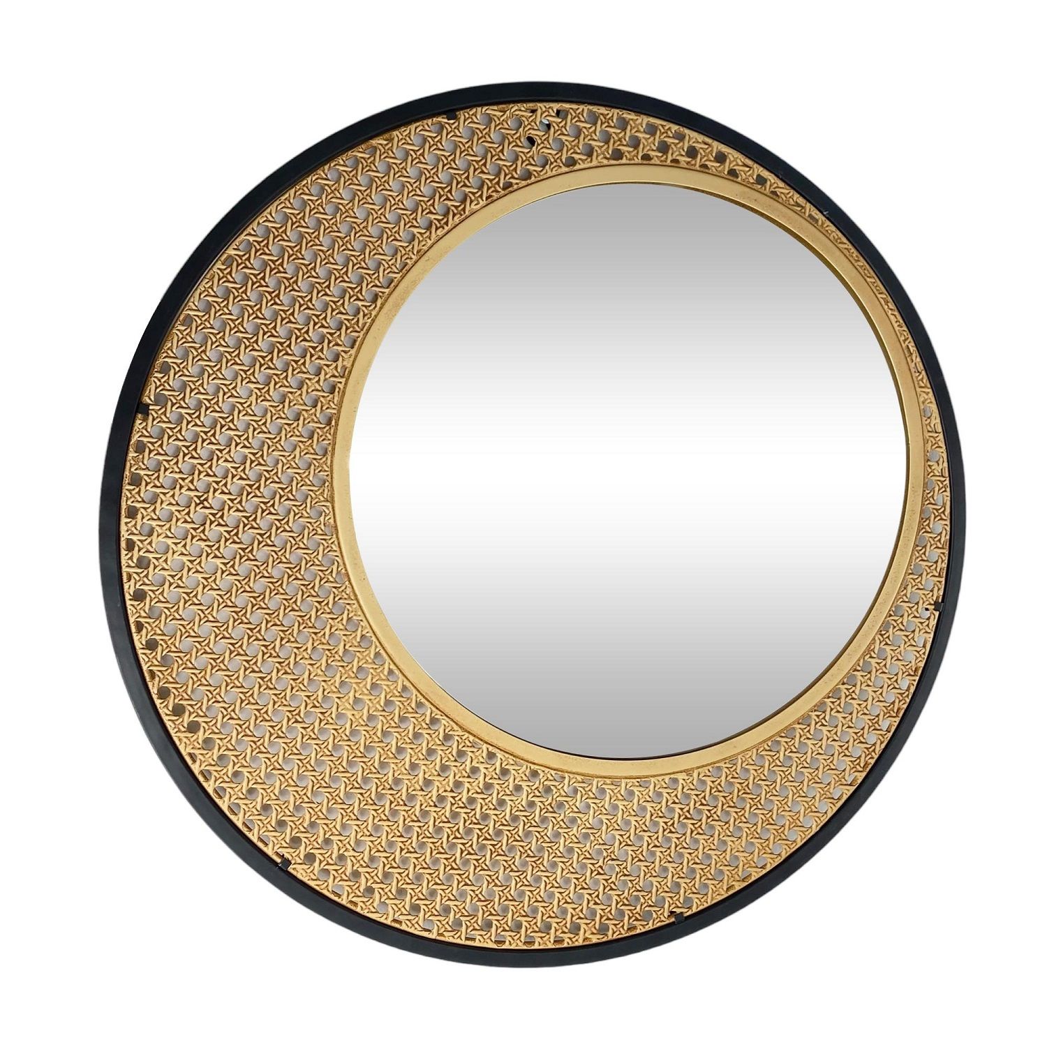 Mirror Round Black & Beige 19.75in (567-55070)