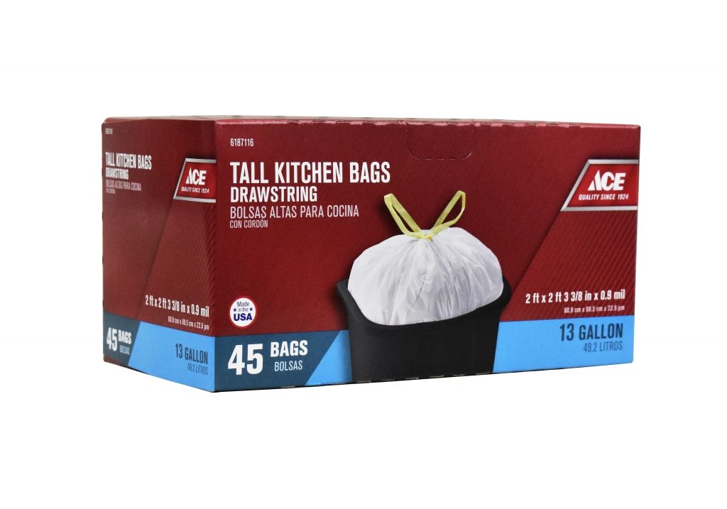 Trash Bags Drawstring 13gal 45pc