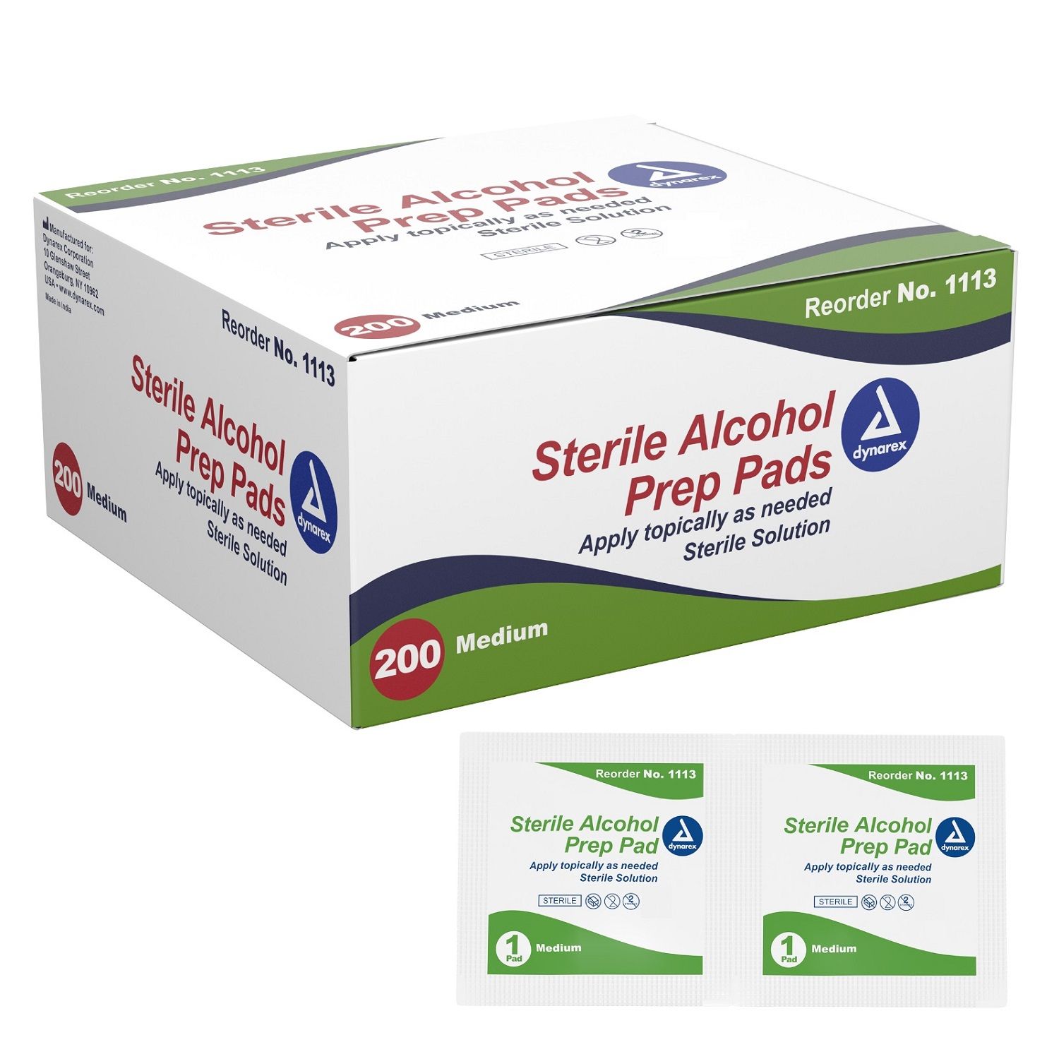 DynaRex Sterile Alcohol Pred Pads Medium 200pk
