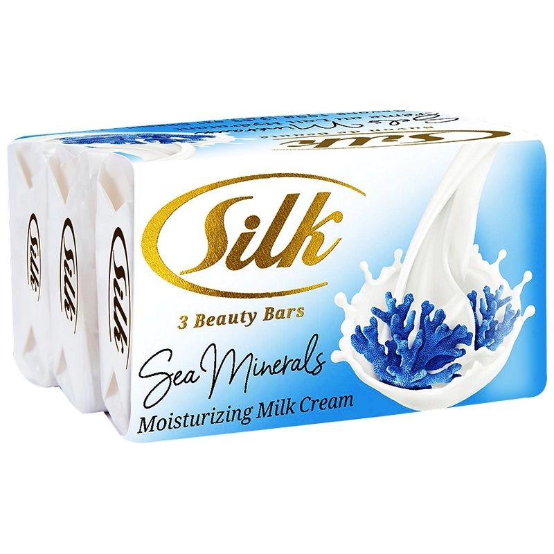 Silk Soap Beauty Bar Sea Minerals Mosturizing Milk Cream 3 pk