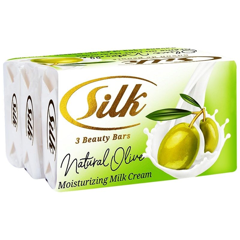 Silk Soap Beauty Bar Natural Olive Mosturizing Milk Cream 3 pk