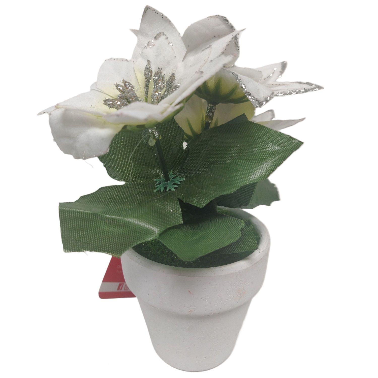 Glitter Poinsettia In Ceramic (201-8900134)