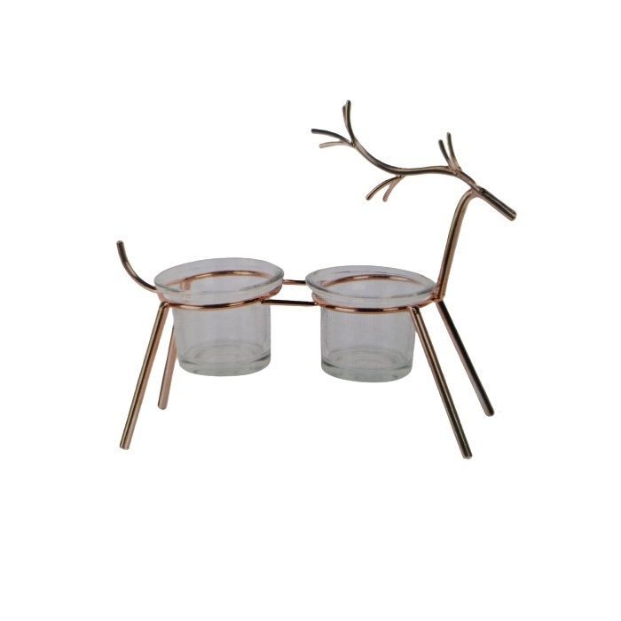 Reindeer Double Candle Holder Assorted