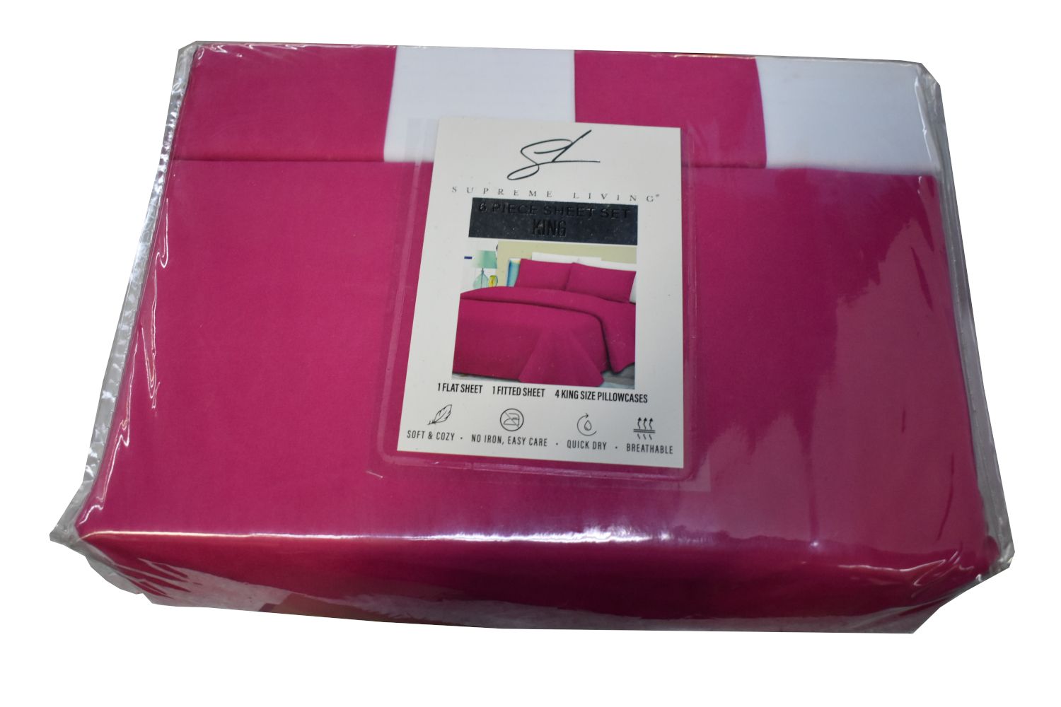 King Size Sheet Set Assorted 6pc