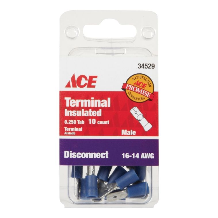16-14 AWG Blue Insulated Male Disconnect 10pc