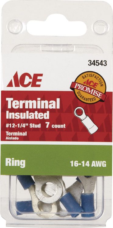 16-14 AWG Blue Insulated Ring Terminal 10pc