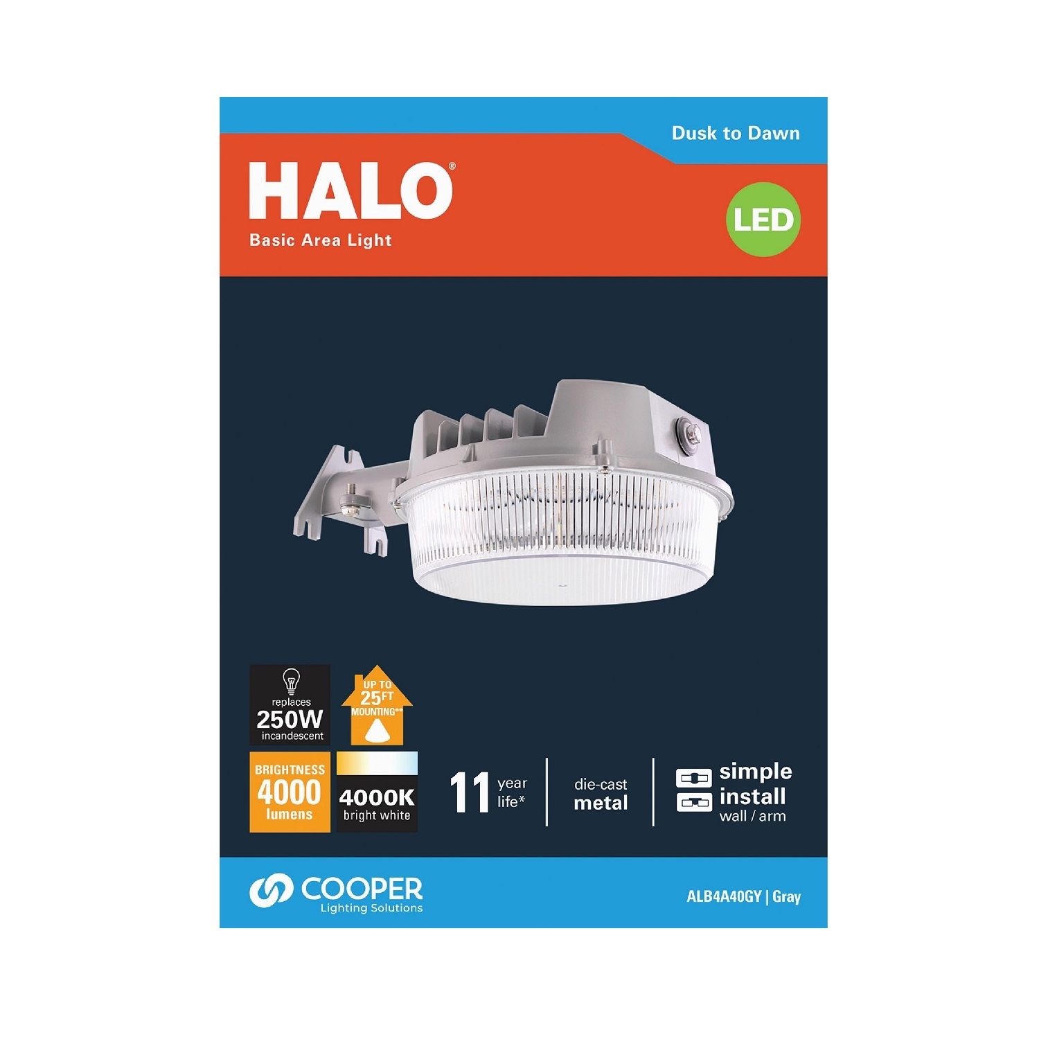 Halo Dusk to Dawn LED Light Gray 4000 Lumens (ALB4A40GY)