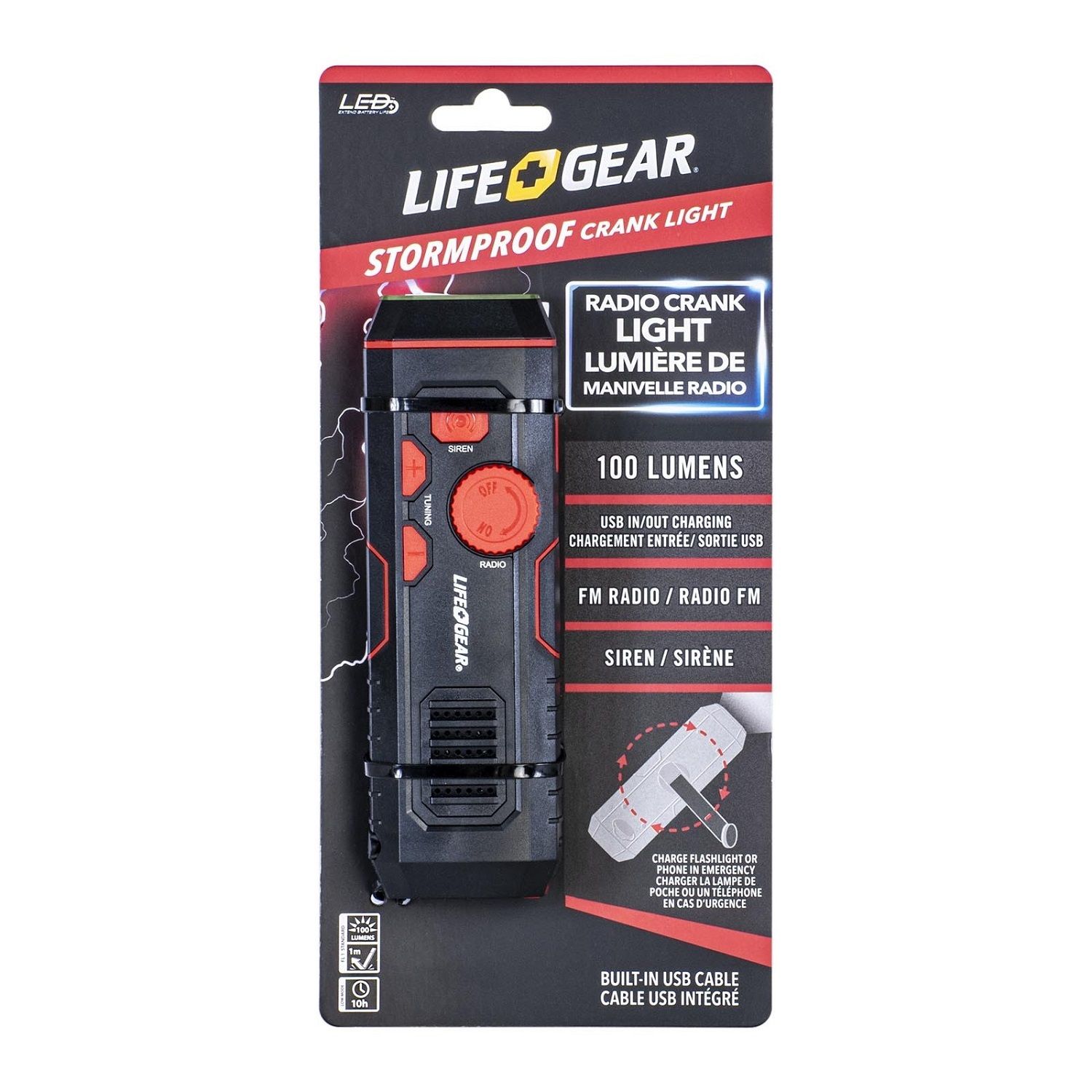 Life + Gear Storm Proof Crank Radio / Flashlight 100 Lumens (3807203)