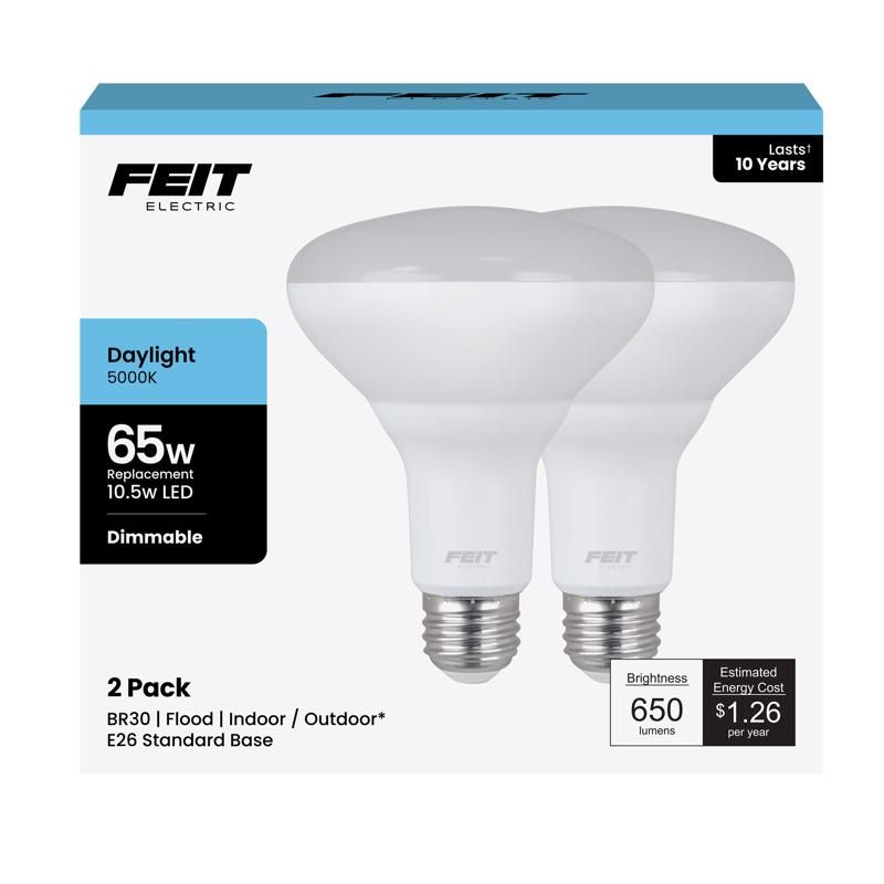Feit Electric LED Bulb BR30 E26 65 Watt 2pk (3928207)