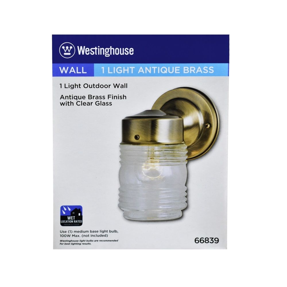 Antique Brass Glass Wall Fixture (66839)