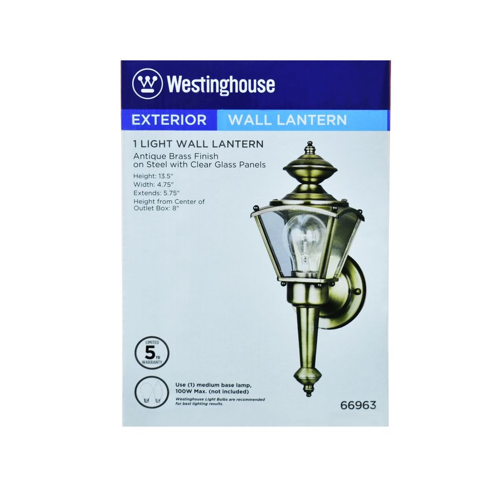 Antique 1 Light Brass Outdoor Wall Lantern (66963)