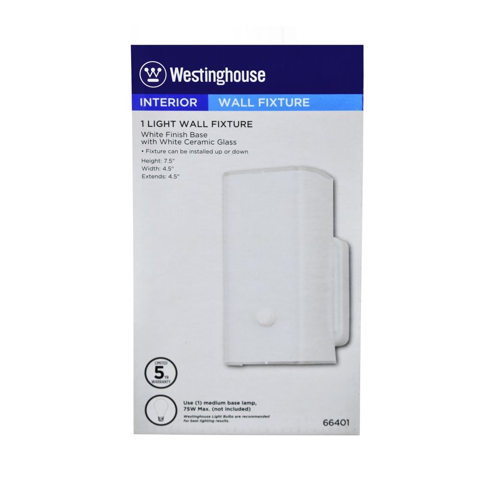 White Glass Incandescent Wall Fixture (66401)