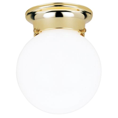 Ceiling Fixture Brass Globe White 6.8in (3020740)