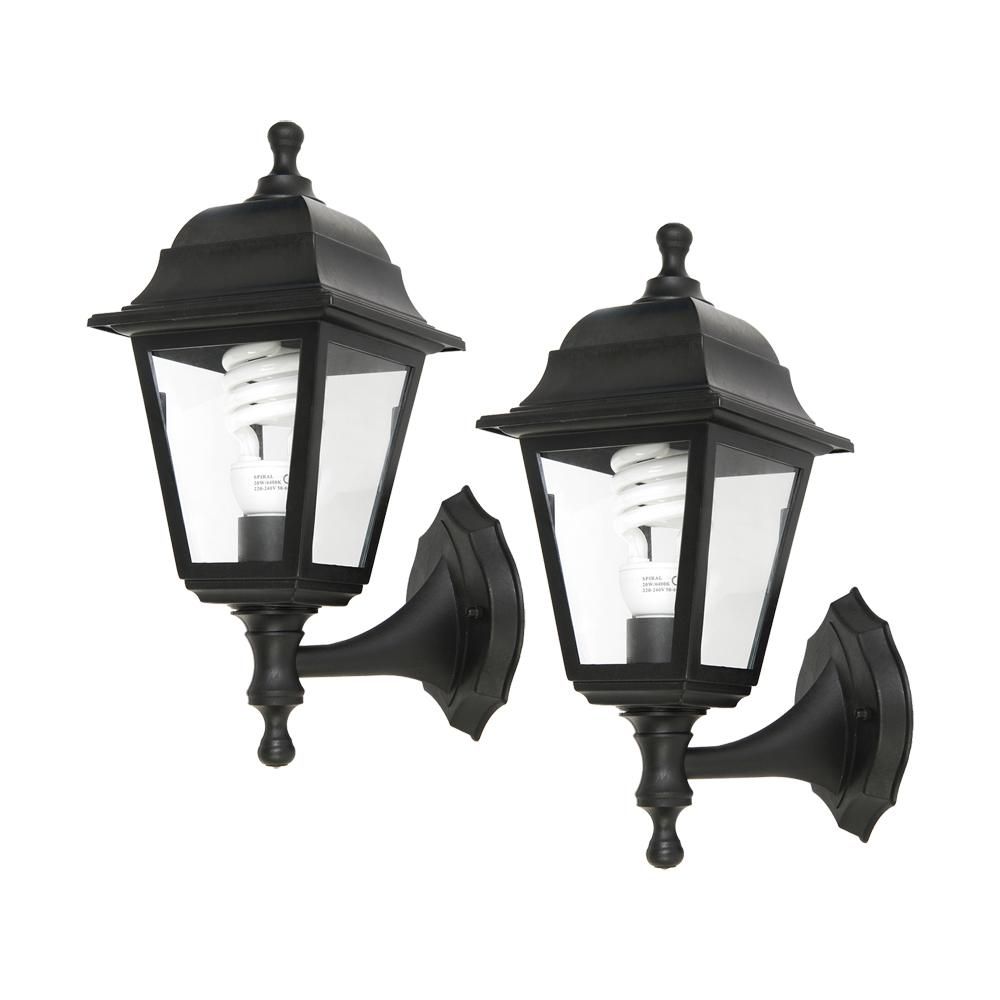 Genova Wall Lamp Exterior Black Plastic 2pc ( E058WBKDUO)