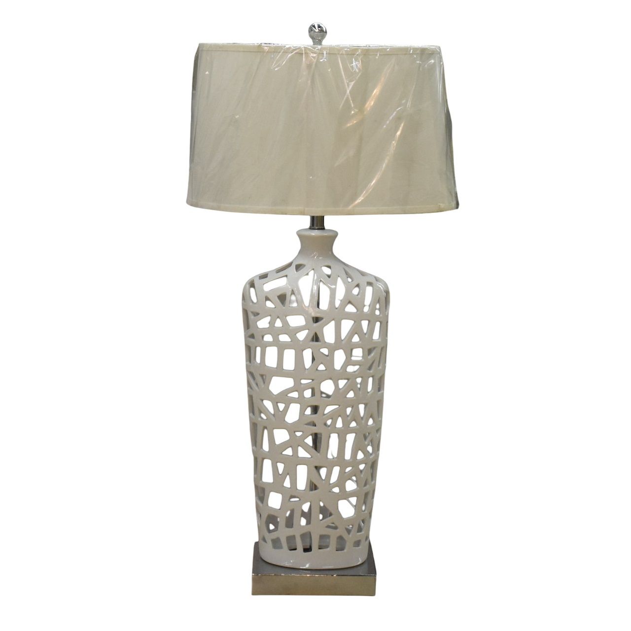 Decorative Table Lamp Ceramic White 37 in.