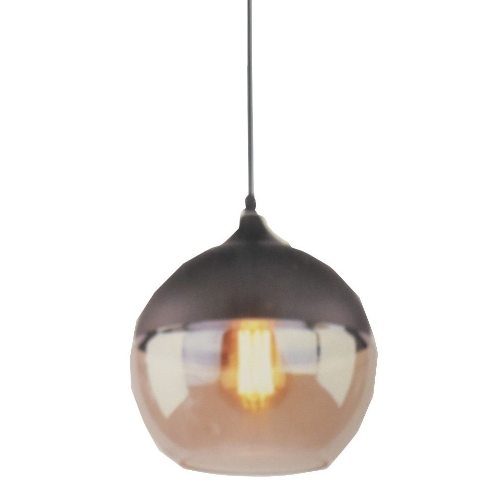 Glass Hanging Lamp Matt Black with Amber (8634H-AM)