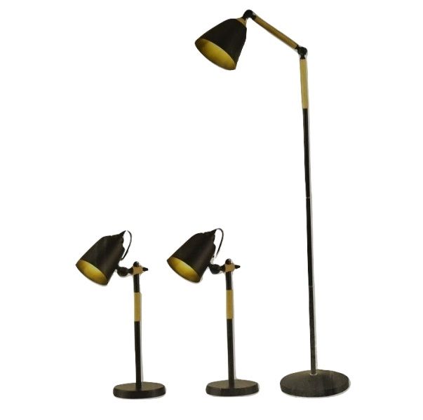 Lamp Set Wood/Black 3pc (9236-KIT)