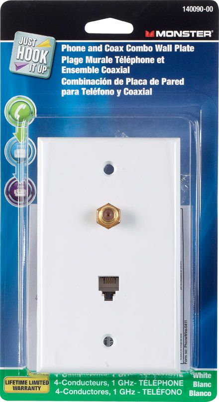 Wall Plate Coax/Phone White (36314)