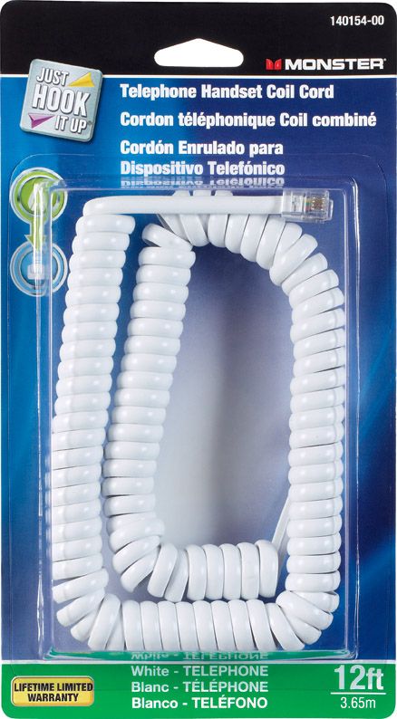 Handset Cord White 12ft (32077)