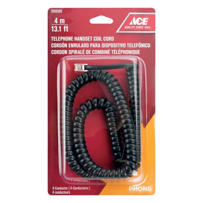 Telephone Handset Coil Cord Black 13.1 ft (3999568)