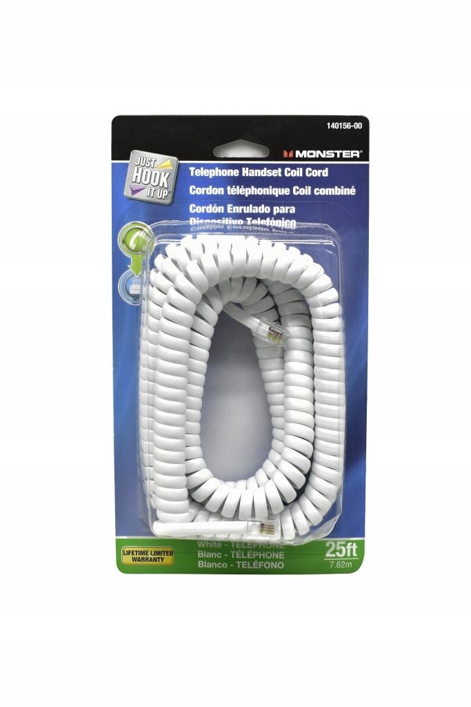 Handset Coil Cord White 25ft (30135)