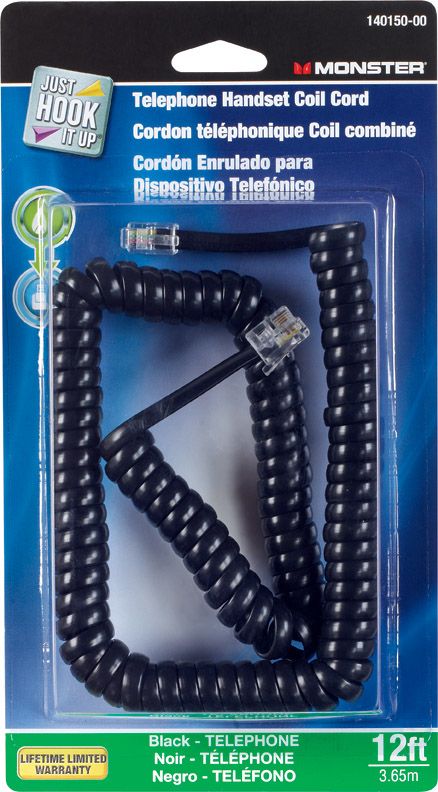 Handset Cord Black 12ft (34755)