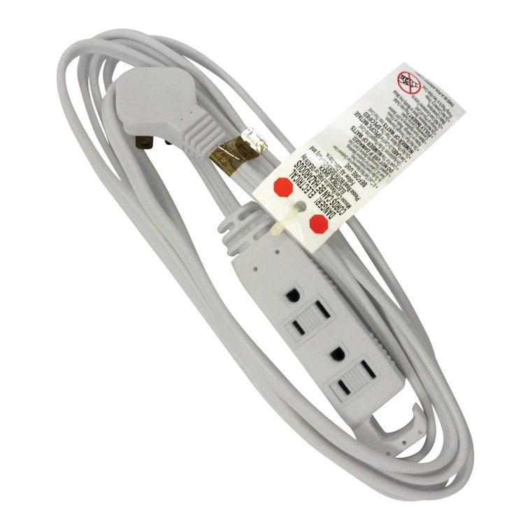 Slim Plug Indoor Extension Cord 6ft White 16/3 SPT-3