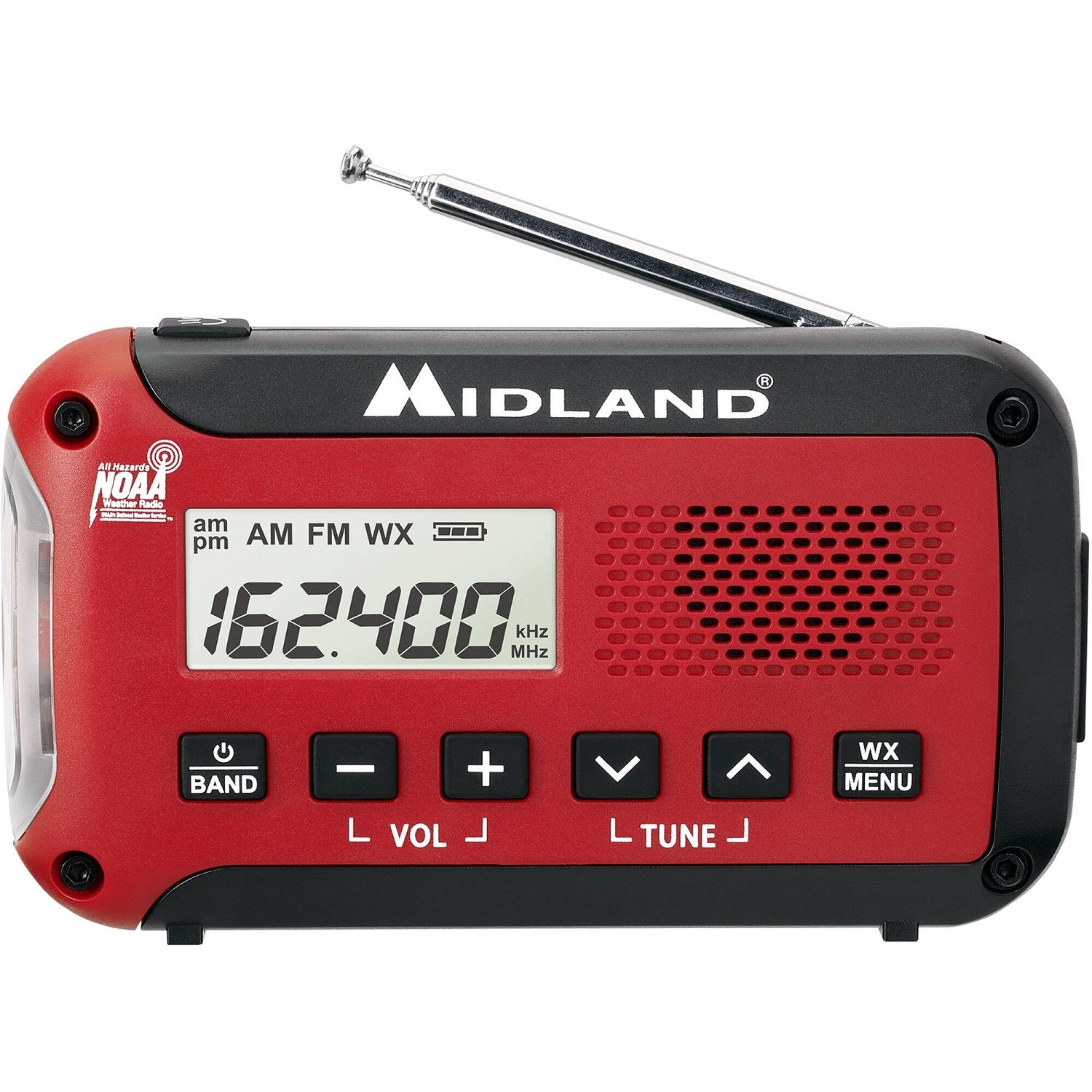 Midland Emergency Weather Radio Black/Red Digital Battery Operated (6024265)