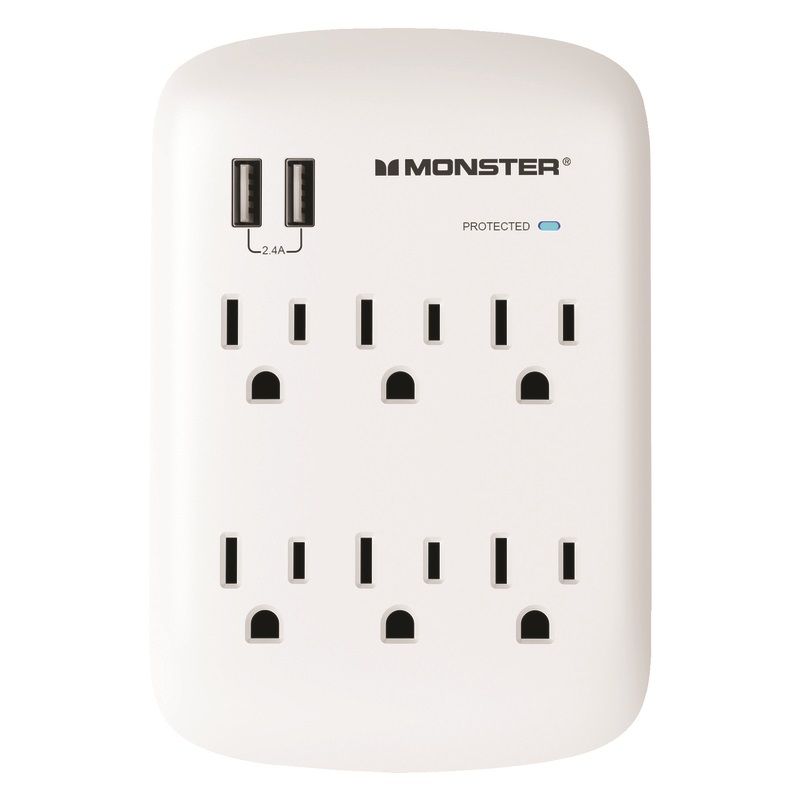 Monster 6 Outlets Surge Suppressor with USB 1200J (3001089)