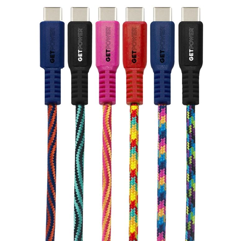 Braid Type C To USB Charging Cable 10ft Assorted Colours (GP-XL-BRD-C )