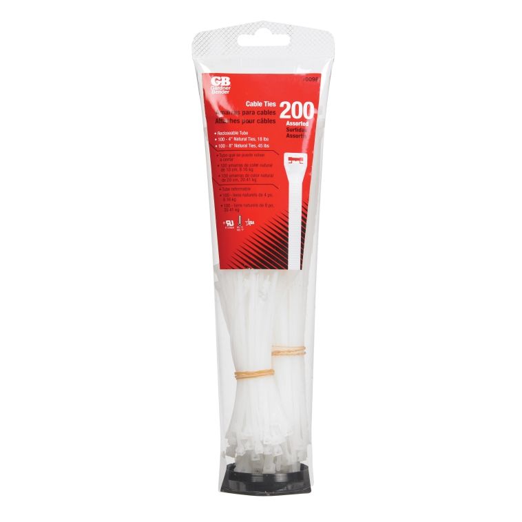 White Standard Cable Tie Assortment 200pcs