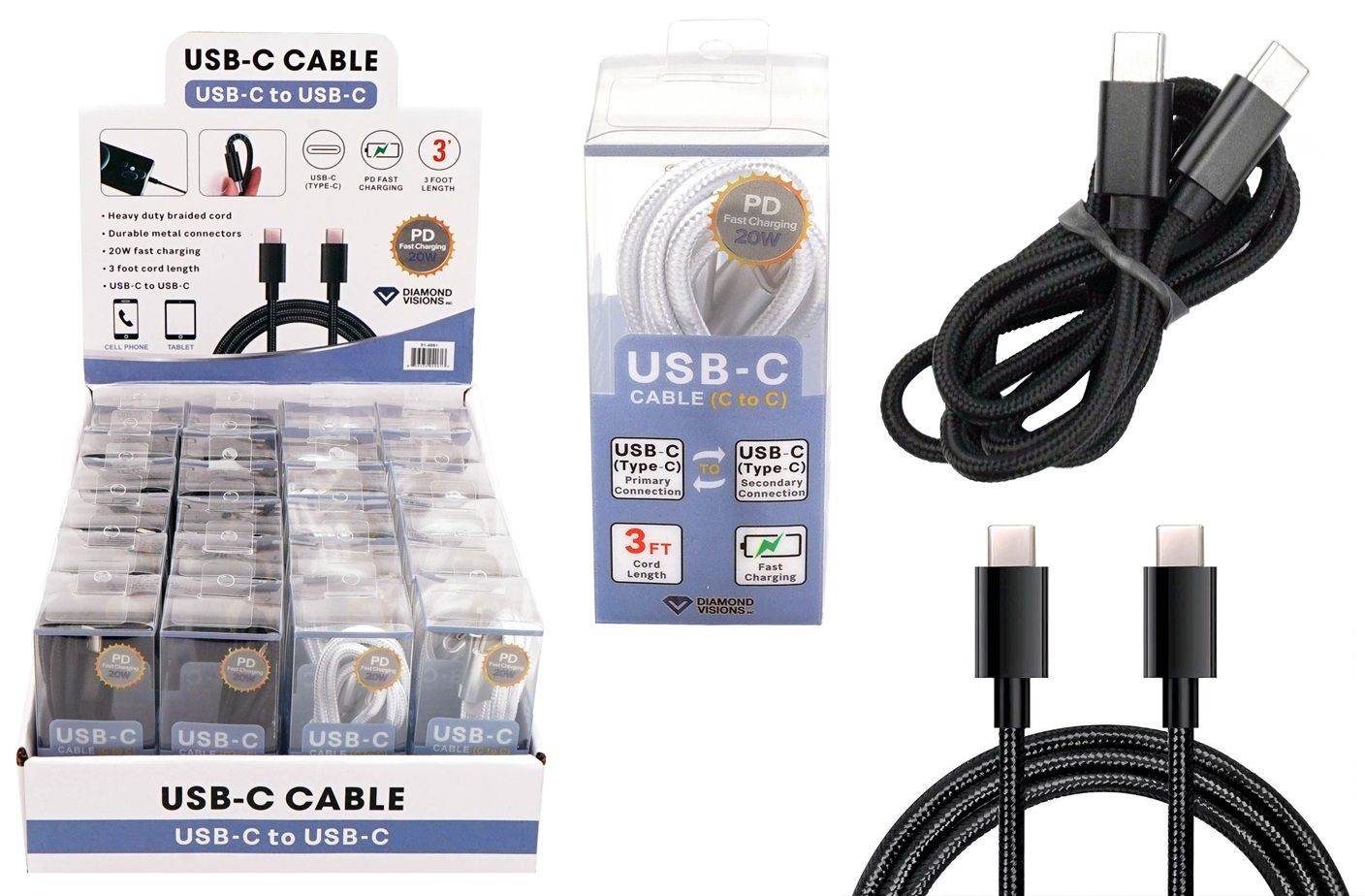 USB-C TO USB-C Braided Cable 3ft (01-4061)