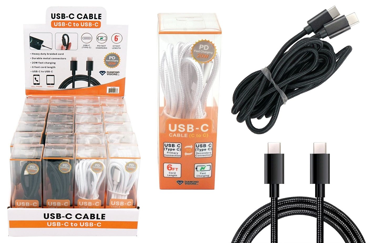 USB-C TO USB-C Braided Cable 6ft (01-4063)