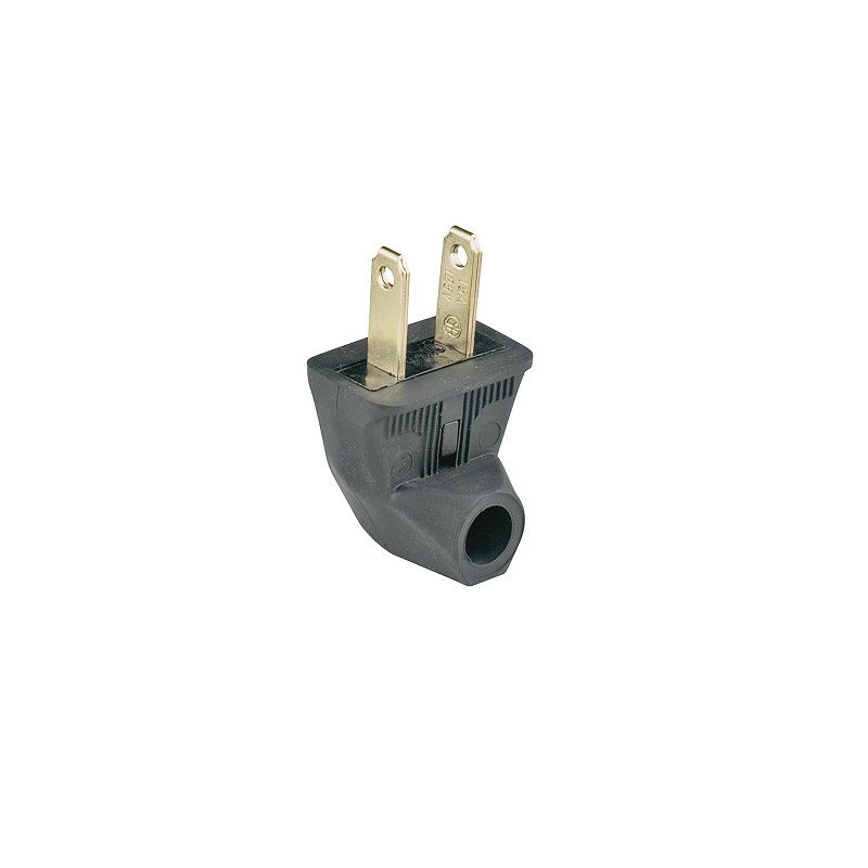 2 Wire Flat Angle Plug 125V Black (84BK)