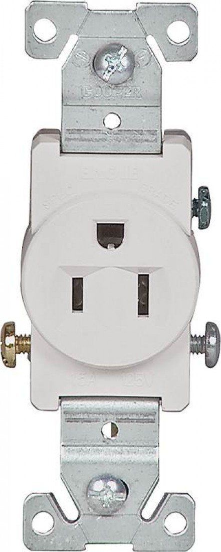 White Single Flush Receptacle 15 Amp 125 V (817W)