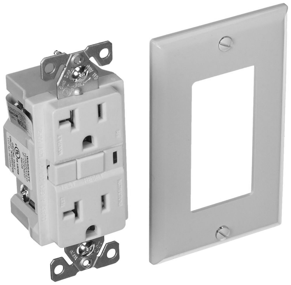VGF20W 20 Amp 2-Pole 3-Wire 125 Volt Duplex Ground Fault Circuit Interrupter Wh