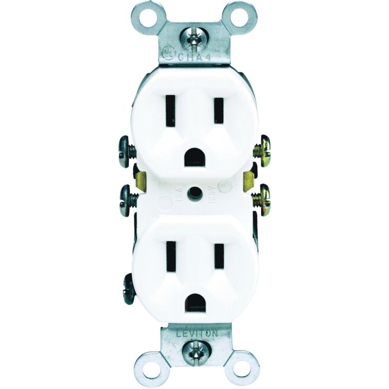 15 Amp White Duplex Grounding Receptacle